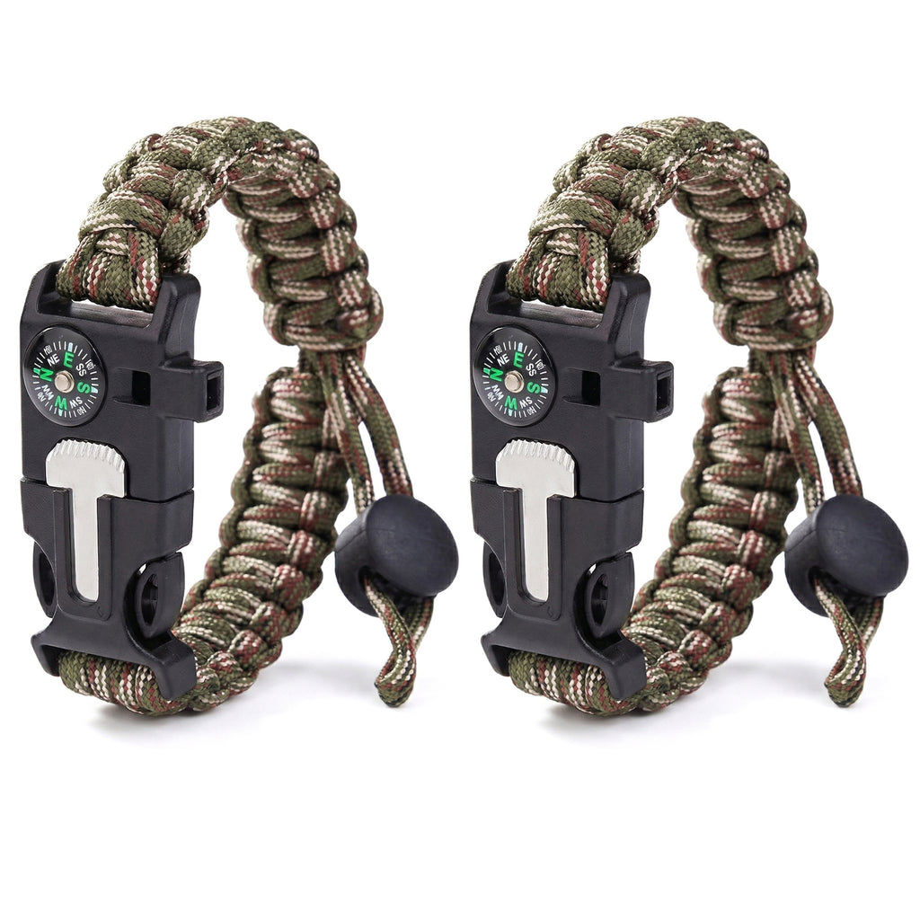 5-in-1 Survival Paracord Bracelet – Compass, Fire Starter & Emergency Whistle