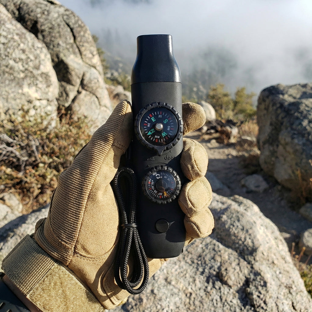 5-in-1 Outdoor Survival Tool – Whistle, Flashlight, Compass & More